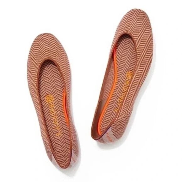 Rothy's Shoes - Women's Orange Chevron Ballet Flats
